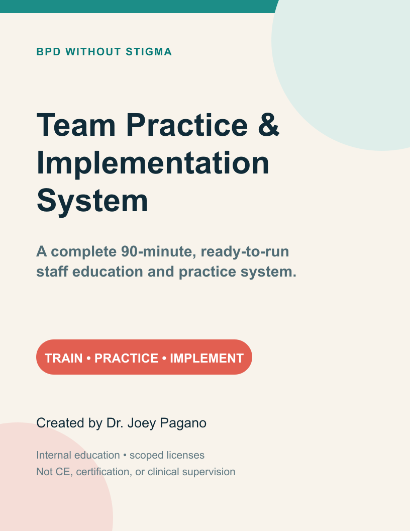 Cover of BPD Without Stigma: Team Practice & Implementation System