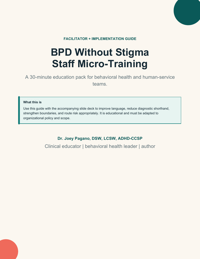Cover of BPD Without Stigma: Staff Micro-Training