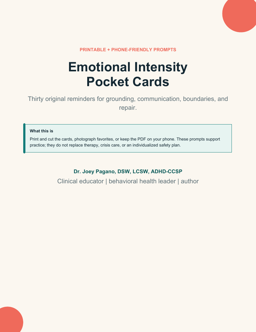Cover of Emotional Intensity Pocket Cards