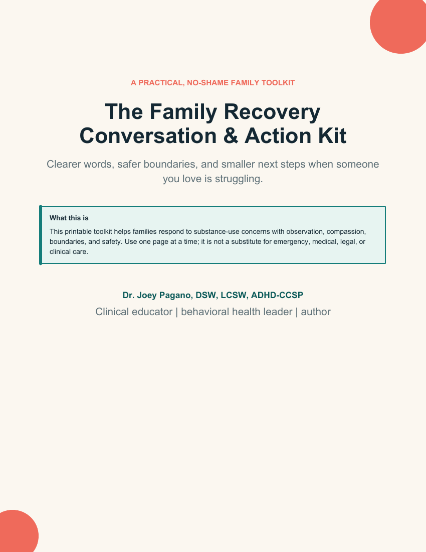 Cover of The Family Recovery Conversation & Action Kit